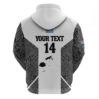 Custom Fiji Tapa Rugby Zip Hoodie Flying Fijian Black And White Version