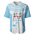 Custom Fiji Tapa Rugby Baseball Jersey Flying Fijian Blue And White Version