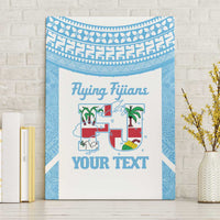 Custom Fiji Tapa Rugby Canvas Wall Art Flying Fijian Blue And White Version