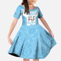 Custom Fiji Tapa Rugby Family Matching Puletasi and Hawaiian Shirt Flying Fijian Blue And White Version