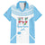Custom Fiji Tapa Rugby Family Matching Short Sleeve Bodycon Dress and Hawaiian Shirt Flying Fijian Blue And White Version