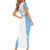 Custom Fiji Tapa Rugby Family Matching Short Sleeve Bodycon Dress and Hawaiian Shirt Flying Fijian Blue And White Version