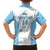 Custom Fiji Tapa Rugby Family Matching Summer Maxi Dress and Hawaiian Shirt Flying Fijian Blue And White Version