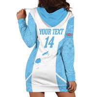 Custom Fiji Tapa Rugby Hoodie Dress Flying Fijian Blue And White Version