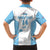 Custom Fiji Tapa Rugby Kid Hawaiian Shirt Flying Fijian Blue And White Version