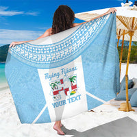 Custom Fiji Tapa Rugby Sarong Flying Fijian Blue And White Version