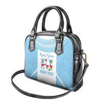 Custom Fiji Tapa Rugby Shoulder Handbag Flying Fijian Blue And White Version