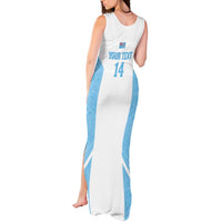 Custom Fiji Tapa Rugby Tank Maxi Dress Flying Fijian Blue And White Version