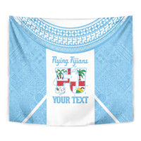 Custom Fiji Tapa Rugby Tapestry Flying Fijian Blue And White Version
