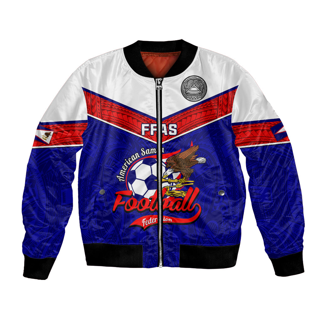American Samoa Football Bomber Jacket Polynesian Sporty Style LT14 Unisex Blue - Polynesian Pride