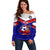 American Samoa Football Off Shoulder Sweater Polynesian Sporty Style LT14 Women Blue - Polynesian Pride
