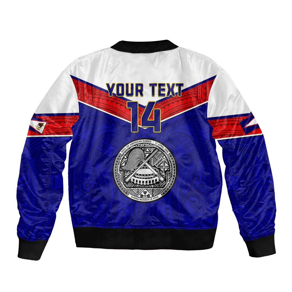 Personalised American Samoa Football Sleeve Zip Bomber Jacket Polynesian Sporty Style LT14 - Polynesian Pride