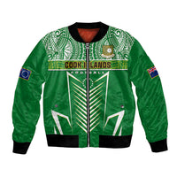 Cook Islands Football Bomber Jacket Go Kuki Airani Polynesian Sporty Style LT14 Unisex Green - Polynesian Pride