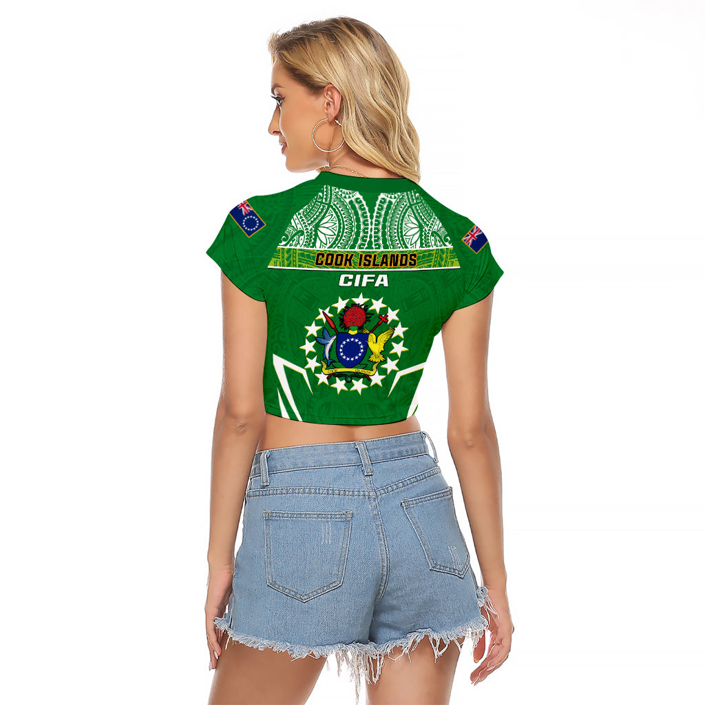 Cook Islands Football Raglan Cropped T Shirt Go Kuki Airani Polynesian Sporty Style LT14 - Polynesian Pride