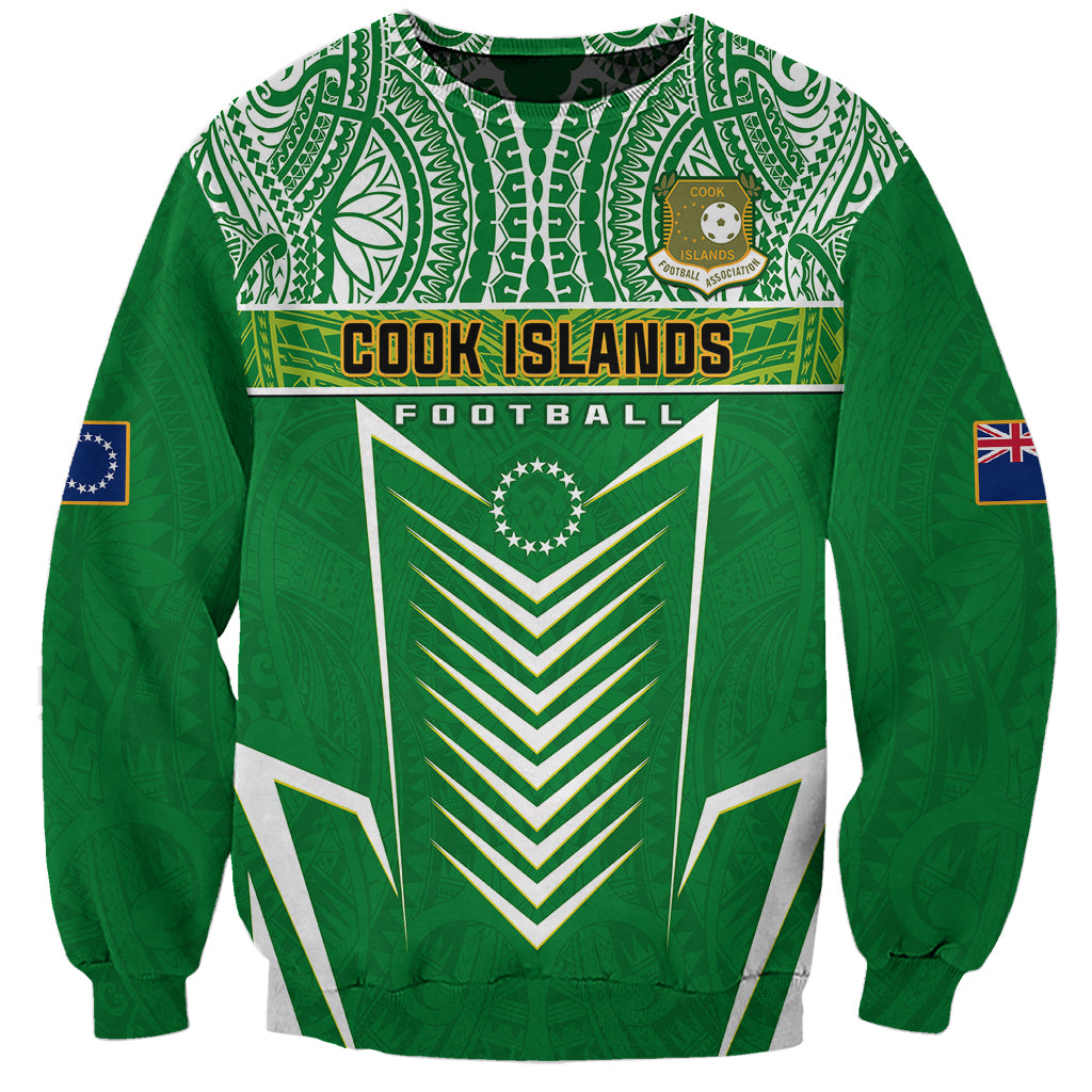 Cook Islands Football Sweatshirt Go Kuki Airani Polynesian Sporty Style LT14 Unisex Green - Polynesian Pride