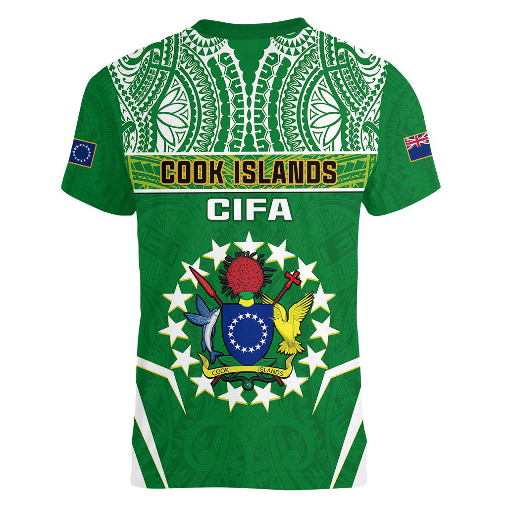 Cook Islands Football Women V Neck T Shirt Go Kuki Airani Polynesian Sporty Style LT14 - Polynesian Pride