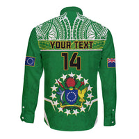Personalised Cook Islands Football Long Sleeve Button Shirt Go Kuki Airani Polynesian Sporty Style LT14 - Polynesian Pride