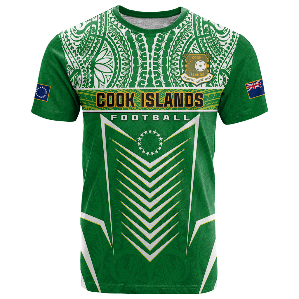 Custom Cook Islands Football T Shirt Go Kuki Airani Polynesian Sporty Style LT14 Green - Polynesian Pride