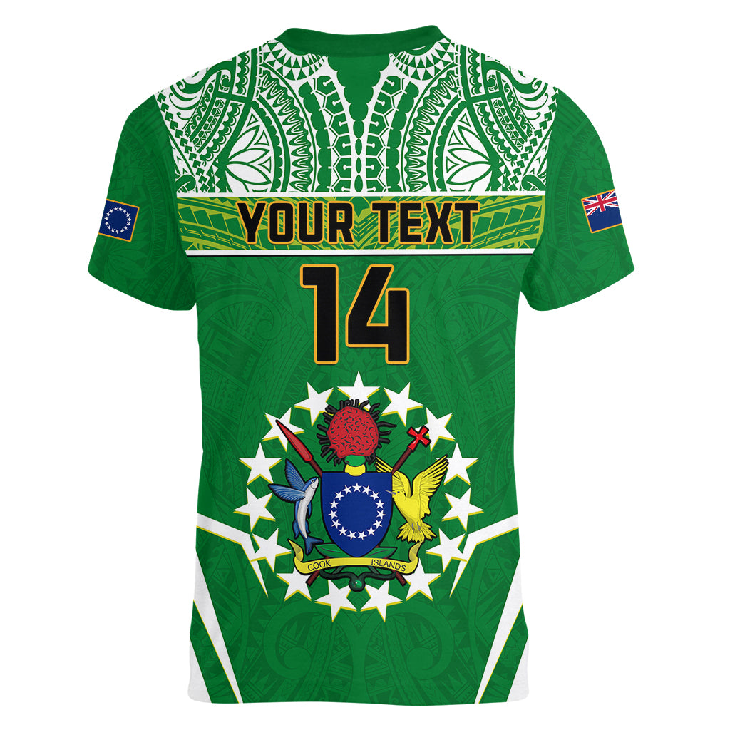 Personalised Cook Islands Football Women V Neck T Shirt Go Kuki Airani Polynesian Sporty Style LT14 - Polynesian Pride