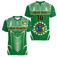 Personalised Cook Islands Football Women V Neck T Shirt Go Kuki Airani Polynesian Sporty Style LT14 - Polynesian Pride