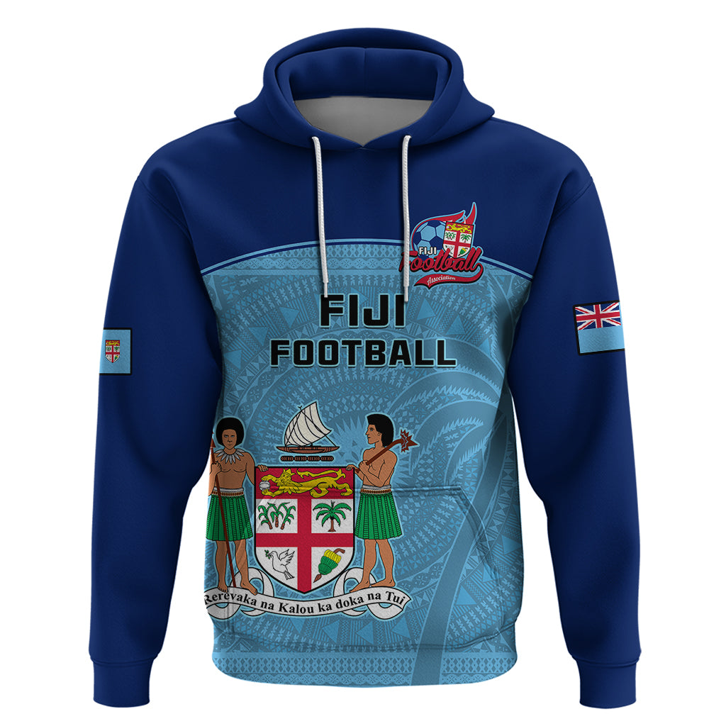 Fiji Football Hoodie Fijian Tapa Pattern Sporty Style LT14 Pullover Hoodie Blue - Polynesian Pride