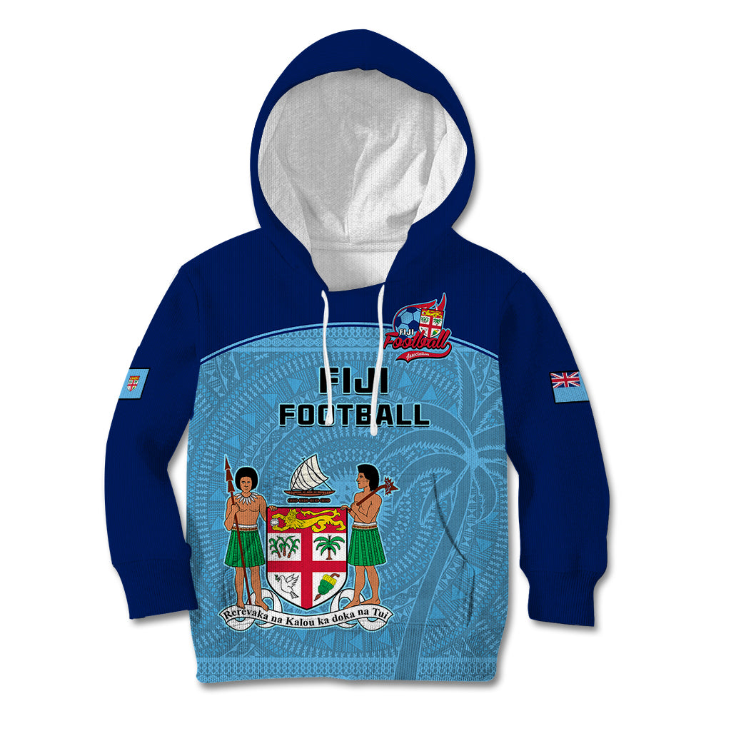 Fiji Football Kid Hoodie Fijian Tapa Pattern Sporty Style LT14 Blue - Polynesian Pride