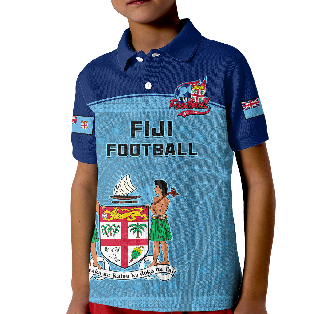 Fiji Football Kid Polo Shirt Fijian Tapa Pattern Sporty Style LT14 Kid Blue - Polynesian Pride