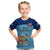 Personalised Fiji Football Kid T Shirt Fijian Tapa Pattern Sporty Style LT14 Blue - Polynesian Pride