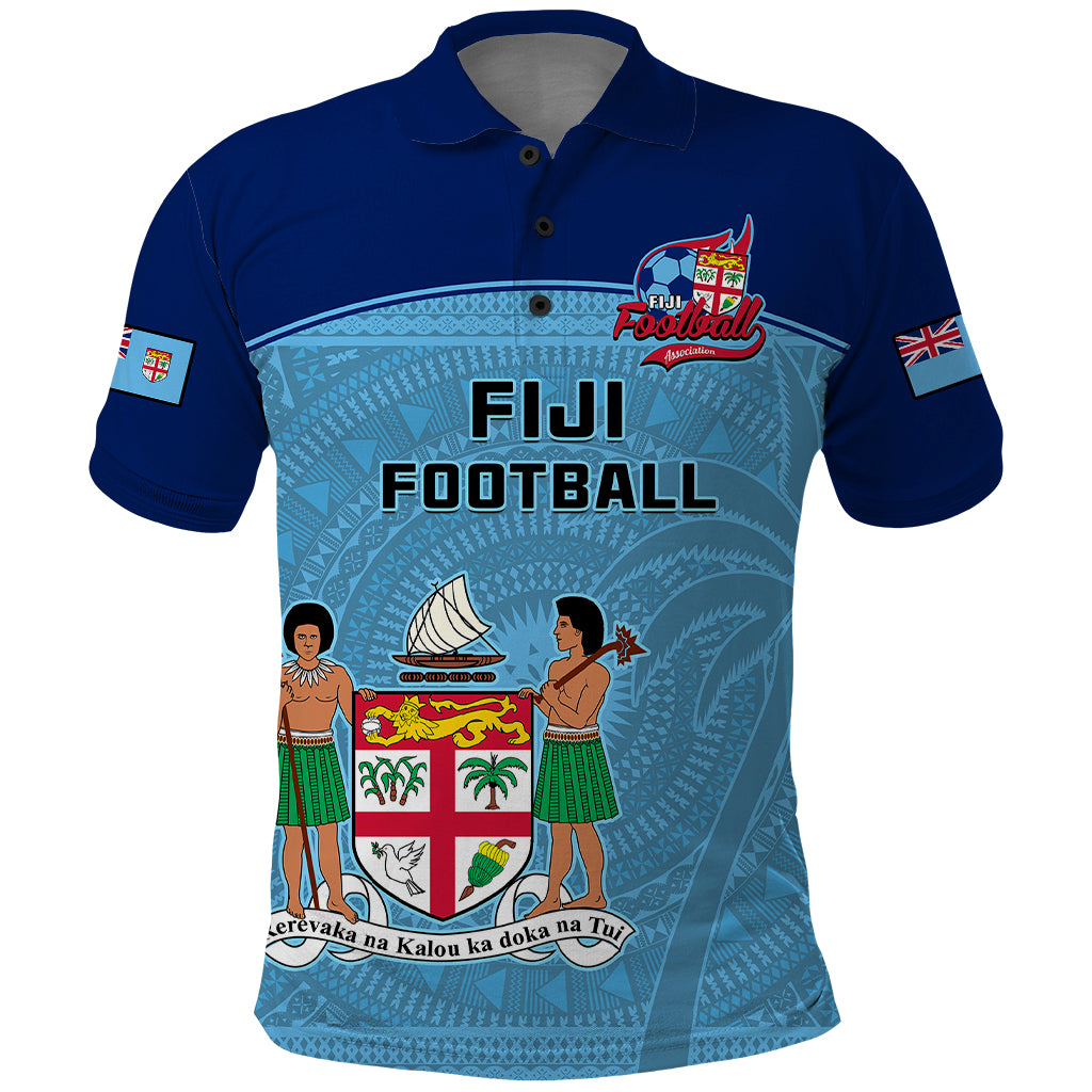 Custom Fiji Football Polo Shirt Fijian Tapa Pattern Sporty Style LT14 Blue - Polynesian Pride