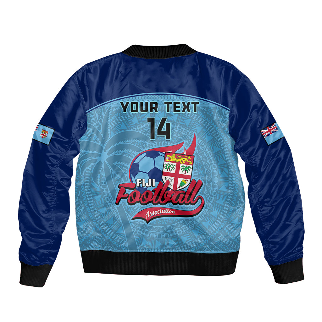 Personalised Fiji Football Sleeve Zip Bomber Jacket Fijian Tapa Pattern Sporty Style LT14 - Polynesian Pride