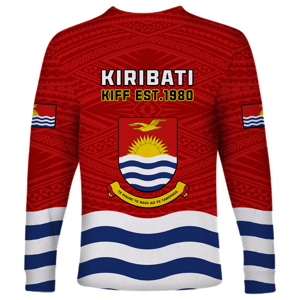 Kiribati Football Long Sleeve Shirt Polynesian Pattern Mix Kiribatian Flag LT14 - Polynesian Pride