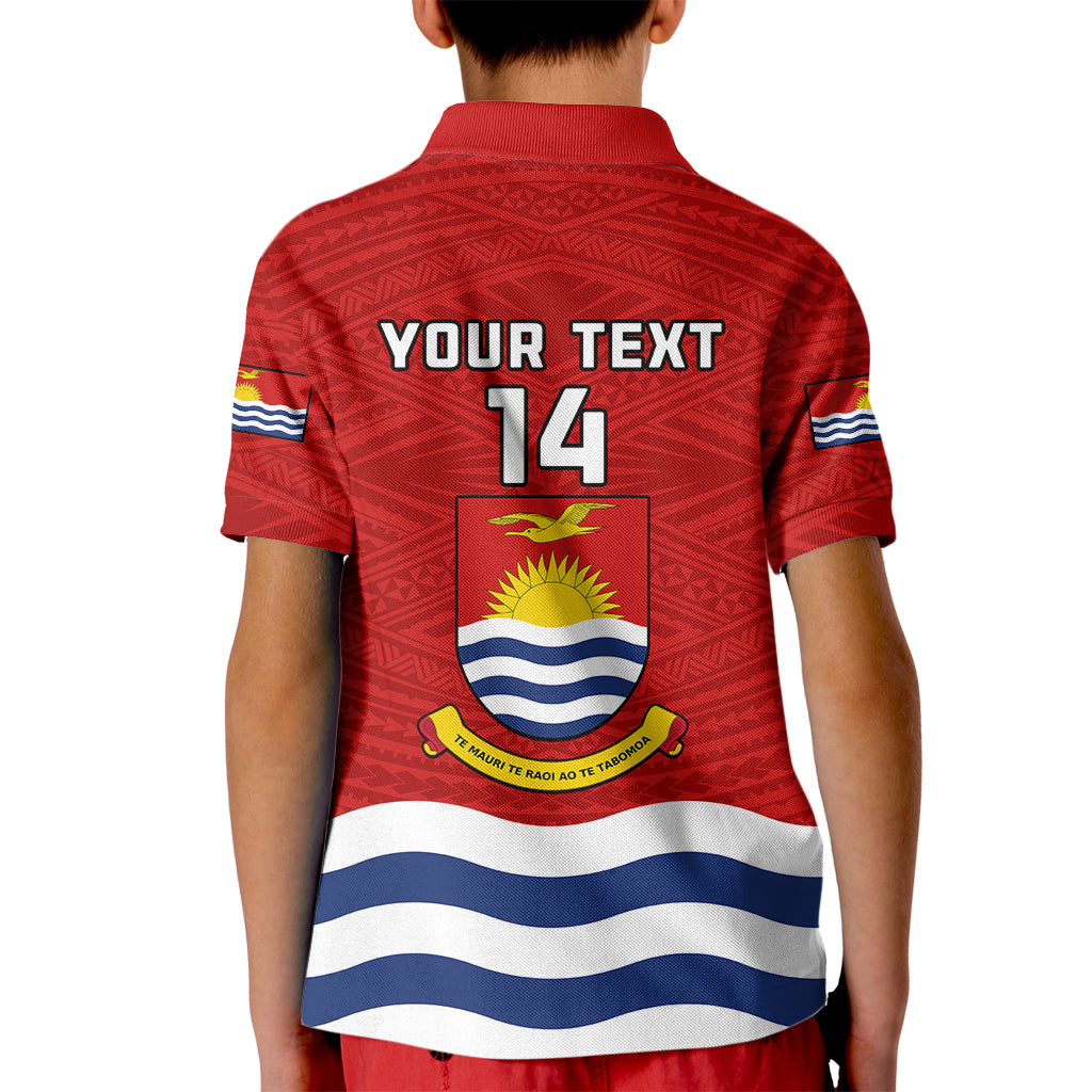 Personalised Kiribati Football Kid Polo Shirt Polynesian Pattern Mix Kiribatian Flag LT14 - Polynesian Pride