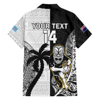 Custom Fiji And New Zealand Rugby Family Matching Off Shoulder Short Dress and Hawaiian Shirt Aotearoa Silver Fern Mix Fijian Tapa Pattern