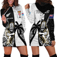 Custom Fiji And New Zealand Rugby Hoodie Dress Aotearoa Silver Fern Mix Fijian Tapa Pattern
