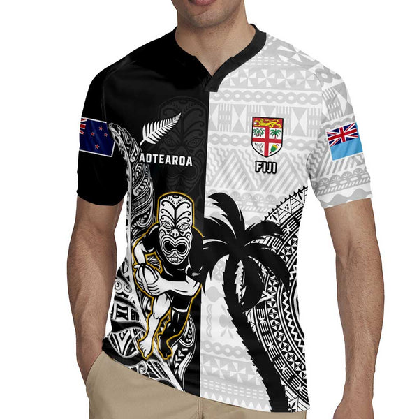 Custom Fiji And New Zealand Rugby Rugby Jersey Aotearoa Silver Fern Mix ...