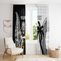 Custom Fiji And New Zealand Rugby Window Curtain Aotearoa Silver Fern Mix Fijian Tapa Pattern