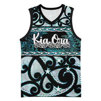Kia Ora New Zealand Basketball Jersey Aotearoa Proud Maori Paua Shell Silver Fern - Polynesian Pride