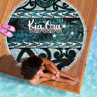 Kia Ora New Zealand Beach Blanket Aotearoa Proud Maori Paua Shell Silver Fern - Polynesian Pride