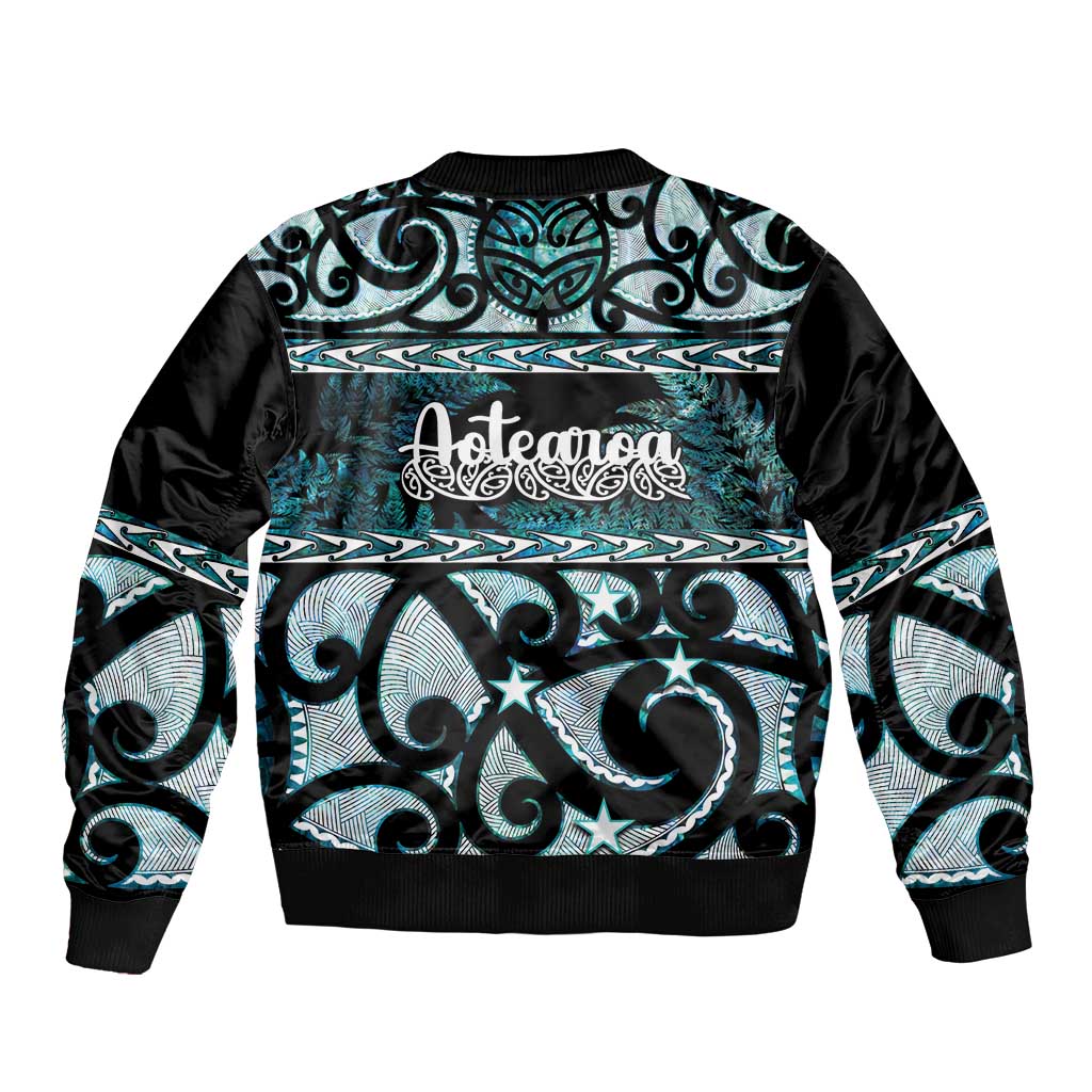 Kia Ora New Zealand Bomber Jacket Aotearoa Proud Maori Paua Shell Silver Fern LT14 - Polynesian Pride