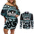 Kia Ora New Zealand Couples Matching Off Shoulder Short Dress and Long Sleeve Button Shirt Aotearoa Proud Maori Paua Shell Silver Fern - Polynesian Pride