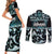 Kia Ora New Zealand Couples Matching Short Sleeve Bodycon Dress and Long Sleeve Button Shirt Aotearoa Proud Maori Paua Shell Silver Fern - Polynesian Pride