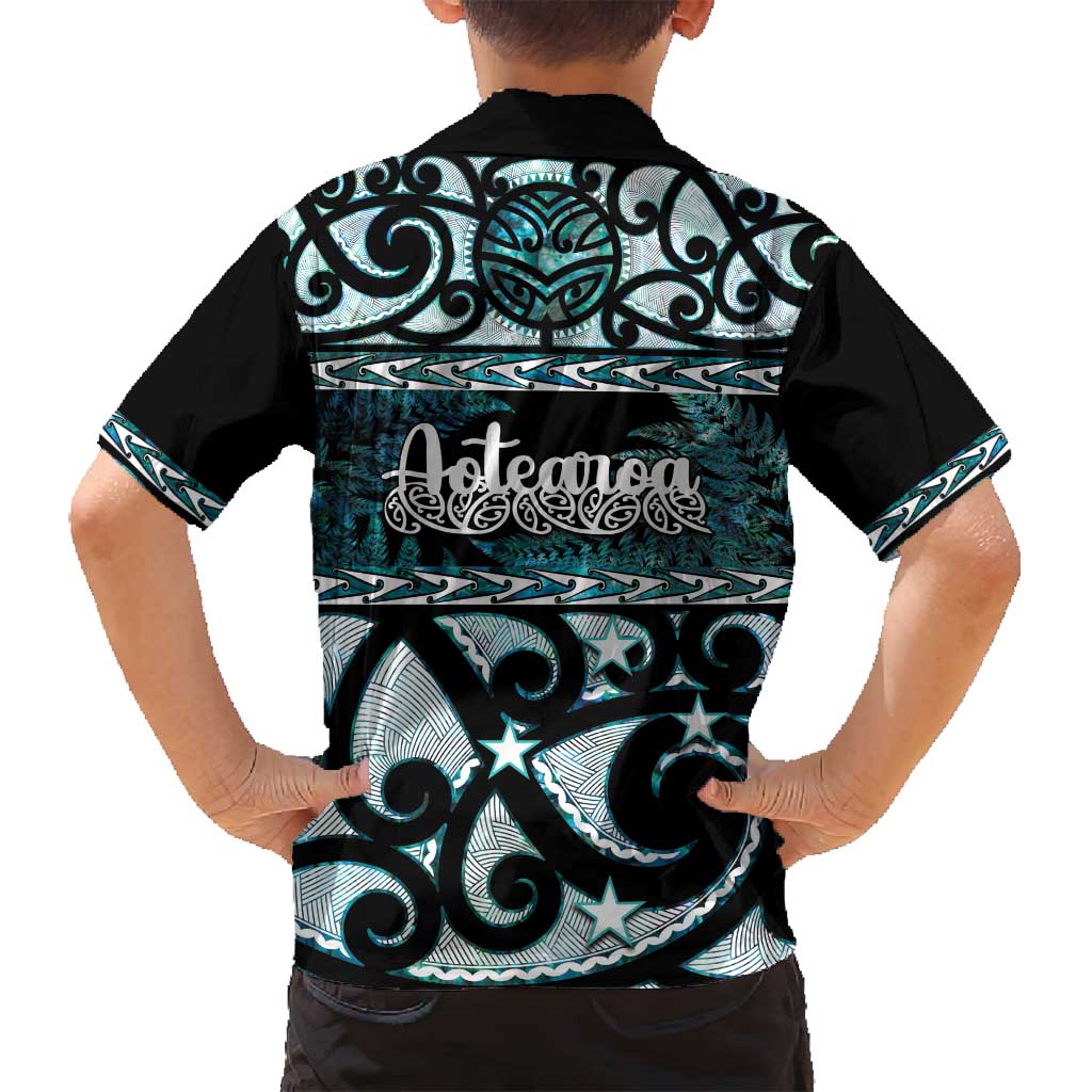 Kia Ora New Zealand Family Matching Long Sleeve Bodycon Dress and Hawaiian Shirt Aotearoa Proud Maori Paua Shell Silver Fern - Polynesian Pride