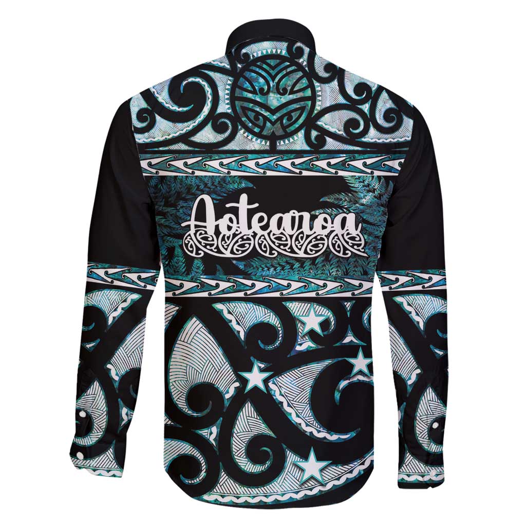 Kia Ora New Zealand Family Matching Long Sleeve Bodycon Dress and Hawaiian Shirt Aotearoa Proud Maori Paua Shell Silver Fern - Polynesian Pride