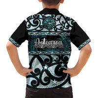 Kia Ora New Zealand Family Matching Tank Maxi Dress and Hawaiian Shirt Aotearoa Proud Maori Paua Shell Silver Fern - Polynesian Pride