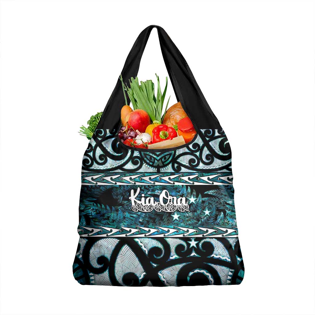 Kia Ora New Zealand Grocery Bag Aotearoa Proud Maori Paua Shell Silver Fern - Polynesian Pride