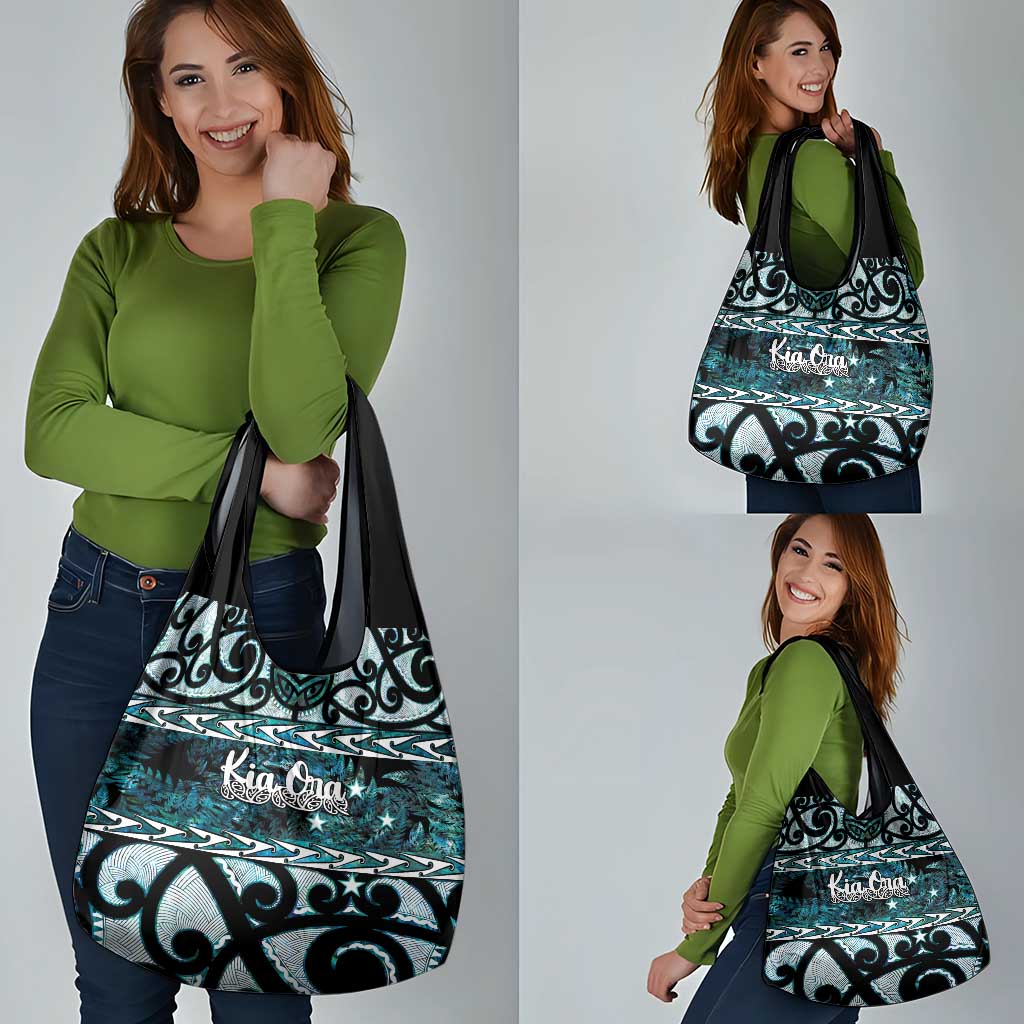 Kia Ora New Zealand Grocery Bag Aotearoa Proud Maori Paua Shell Silver Fern - Polynesian Pride