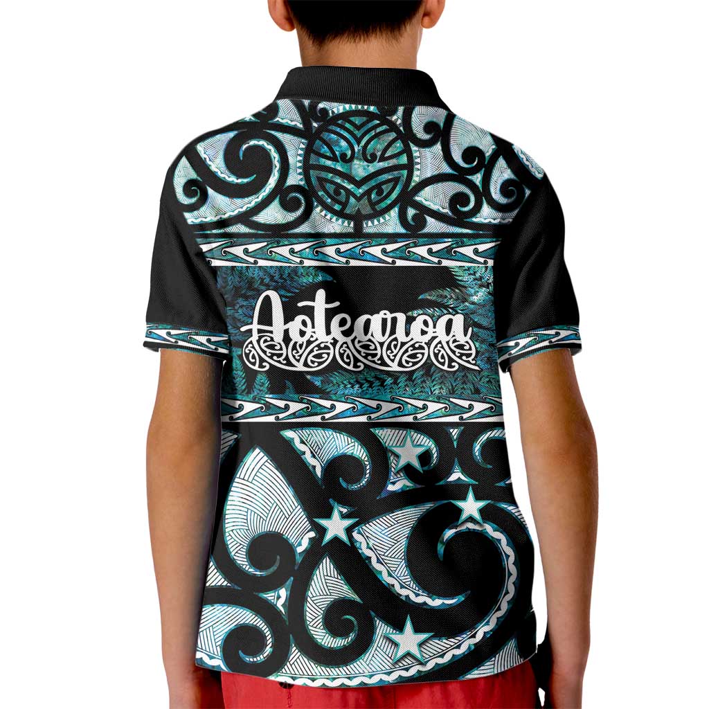 Kia Ora New Zealand Kid Polo Shirt Aotearoa Proud Maori Paua Shell Silver Fern - Polynesian Pride
