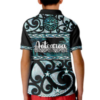 Kia Ora New Zealand Kid Polo Shirt Aotearoa Proud Maori Paua Shell Silver Fern - Polynesian Pride