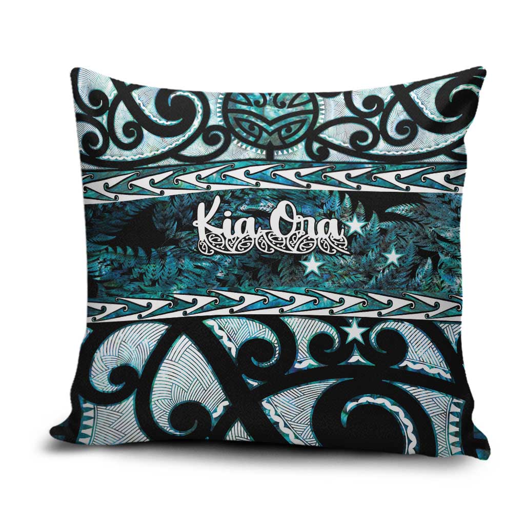 Kia Ora New Zealand Pillow Cover Aotearoa Proud Maori Paua Shell Silver Fern - Polynesian Pride