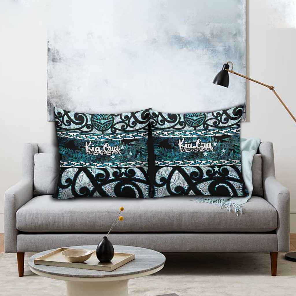 Kia Ora New Zealand Pillow Cover Aotearoa Proud Maori Paua Shell Silver Fern - Polynesian Pride